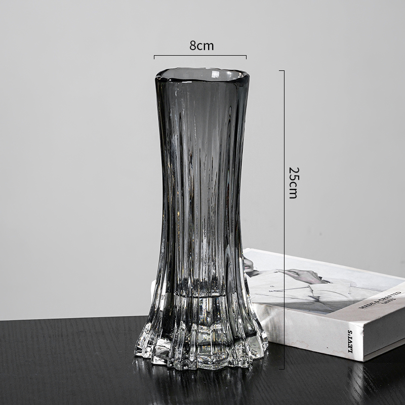 简约轻奢创意玻璃l花瓶透明高级感水养鲜花插花瓶客厅餐桌装饰摆