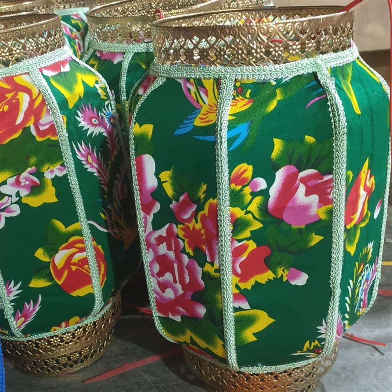 东北大花布灯f笼挂件怀旧覆古灯笼中式镂空餐饮东北铁锅炖布艺灯