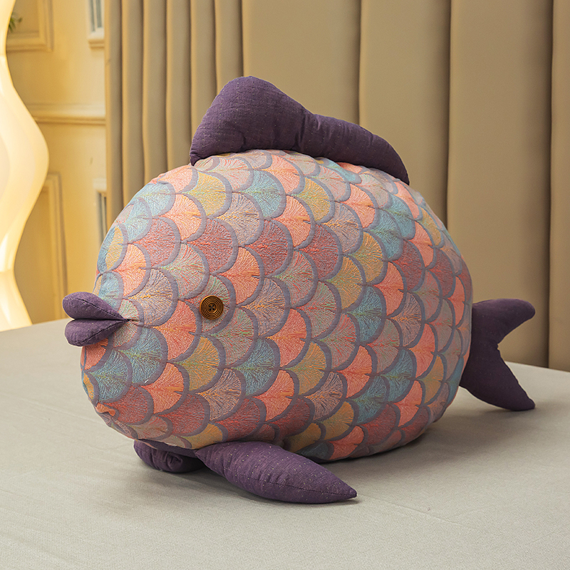 锦鲤-【玩偶鱼】A类母婴级全棉抱枕色织提花双S层纱玩偶南瓜靠枕