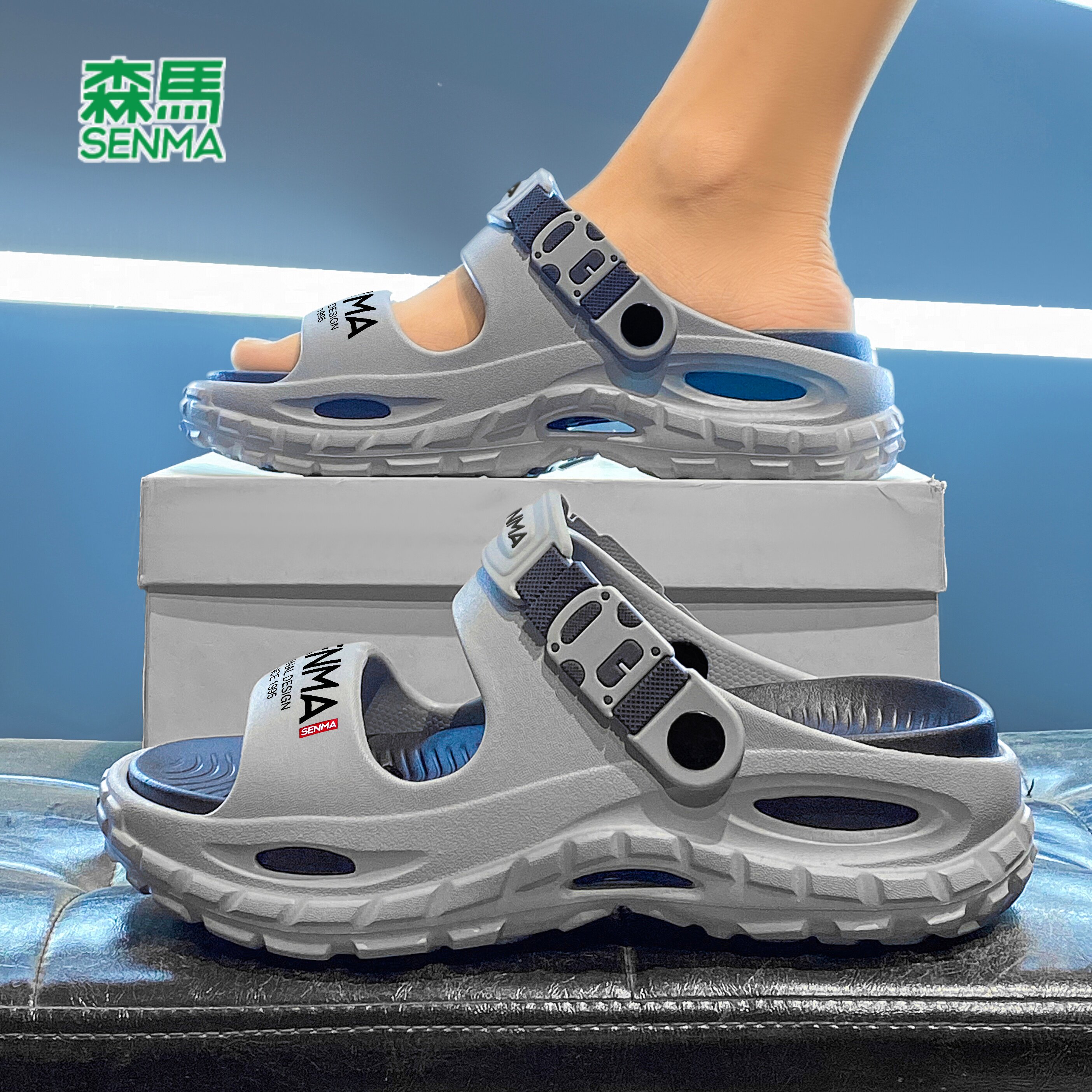 森马洞洞鞋男2026新款外穿夏季男士露趾厚底运动休闲防滑沙滩凉鞋