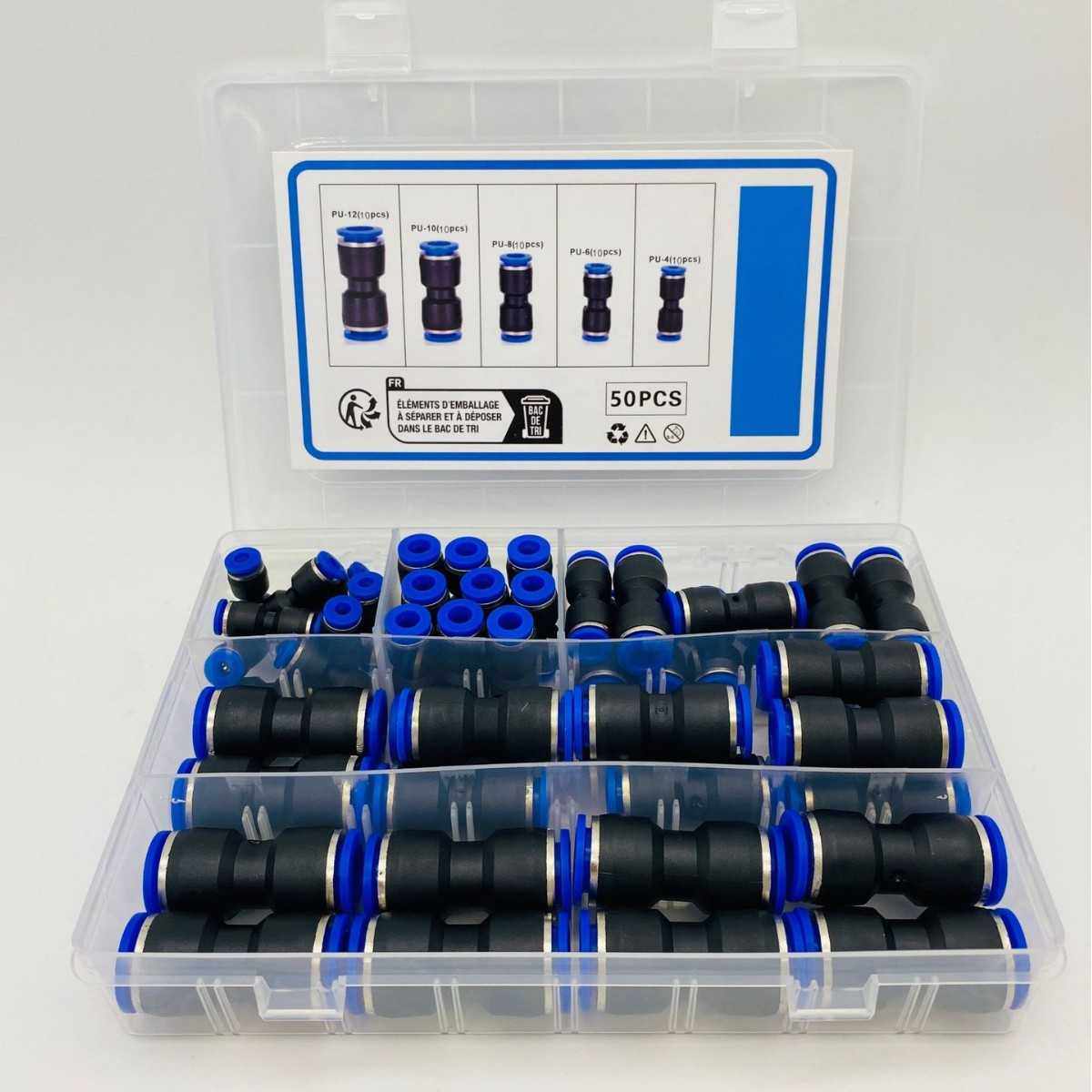 50PCS气动接头直通推入式快速释放连接器配件组合4/6/8/10/12