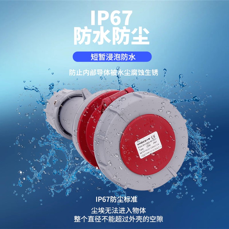 IP67防水防爆航空插座63A125A工业插头插座3芯4心5孔大功率连接器
