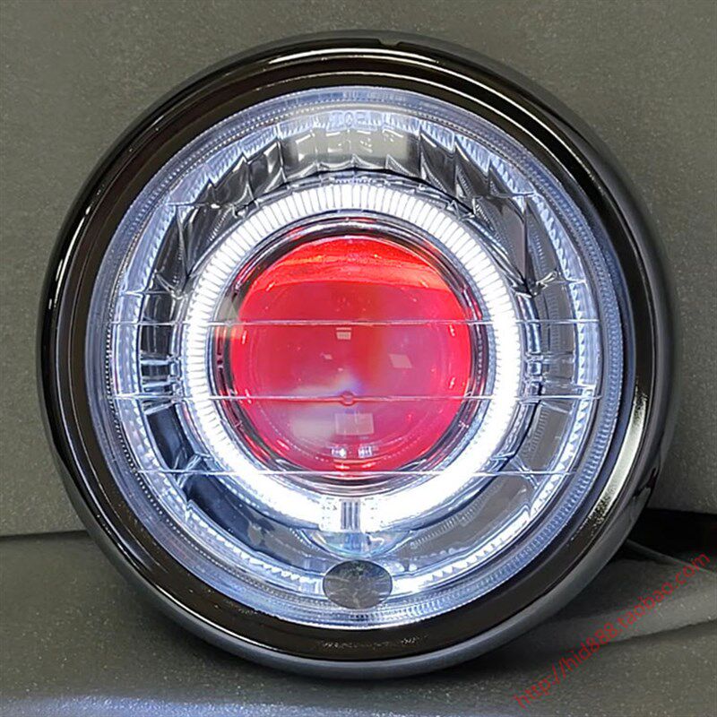 天剑大灯总成7寸圆灯通用锐爽EN125车灯YBR改装LED双光透镜玻璃罩