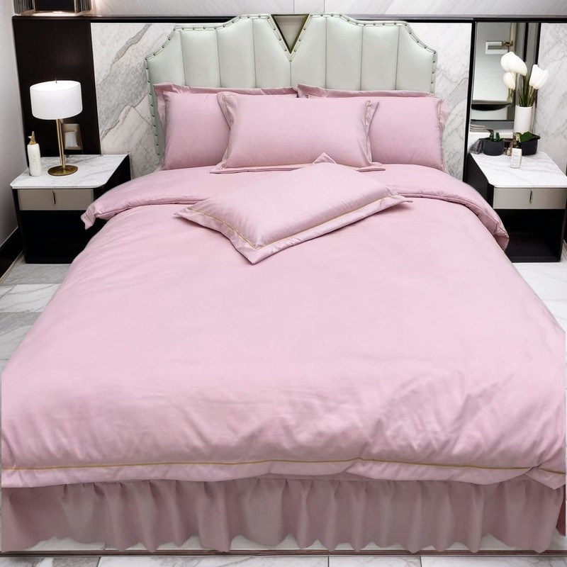 轻奢水洗棉纯色简约四件套亲肤磨毛B被套床单高级感单双人2025新