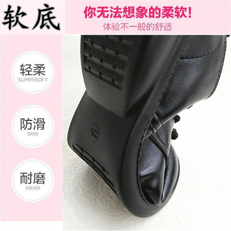 春秋低跟皮鞋黑色休闲包鞋系带妈妈鞋子软底防滑中年妇女鞋不累脚