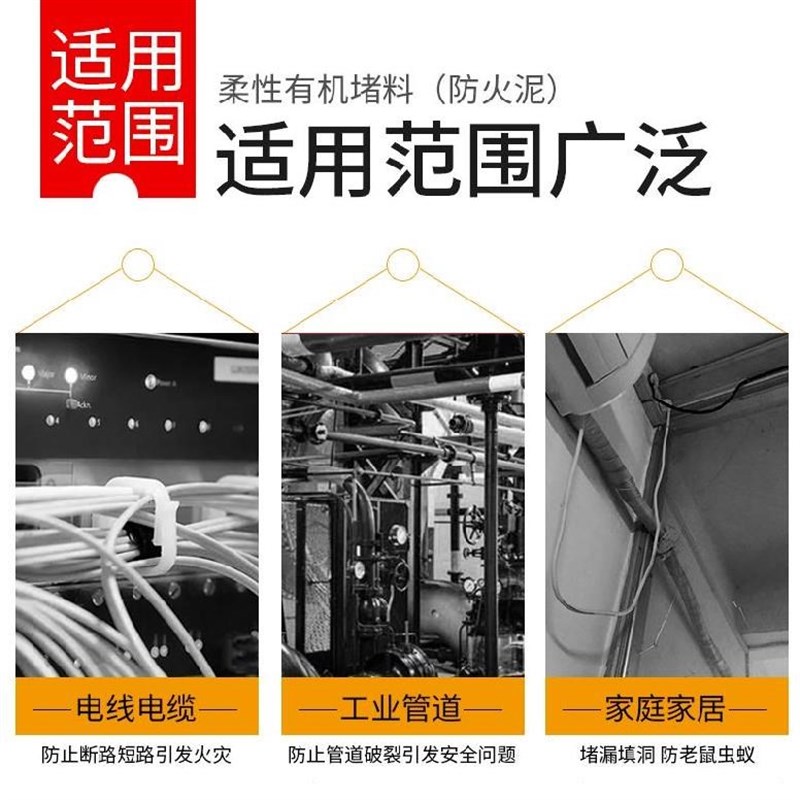 有机防火堵料电缆防火泥外墙橡胶泥配电箱填O补缝隙阻火包电线墙