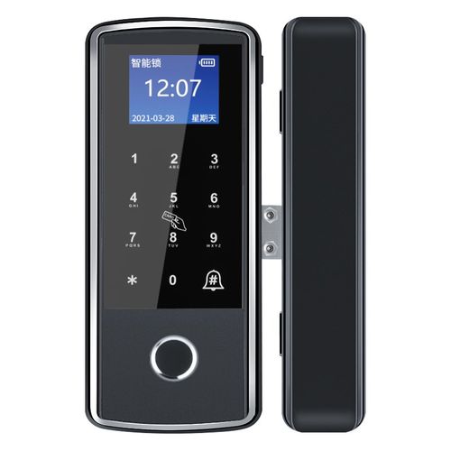爵象玻璃b门指纹锁办公室密码锁免开孔无框双开电子锁智能门锁L1