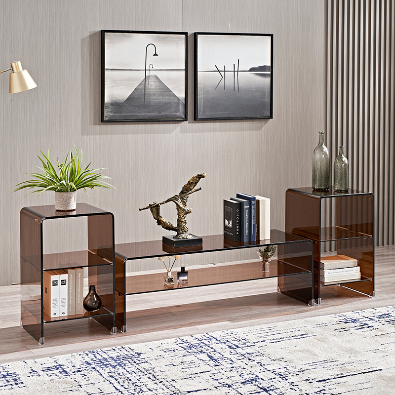 北欧玻璃茶几电视柜客厅2021年新款小户N型组合简约小尺寸高款