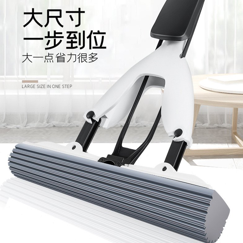 2ts对折式拖把家用厨房浴室强吸水结实加大胶棉一拖免手洗净拖布