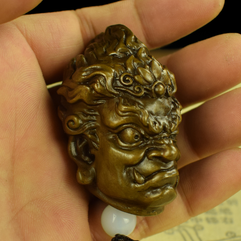 铜实心不动d明王佛头把件男女随身把玩不动尊菩萨大黑天财神医神