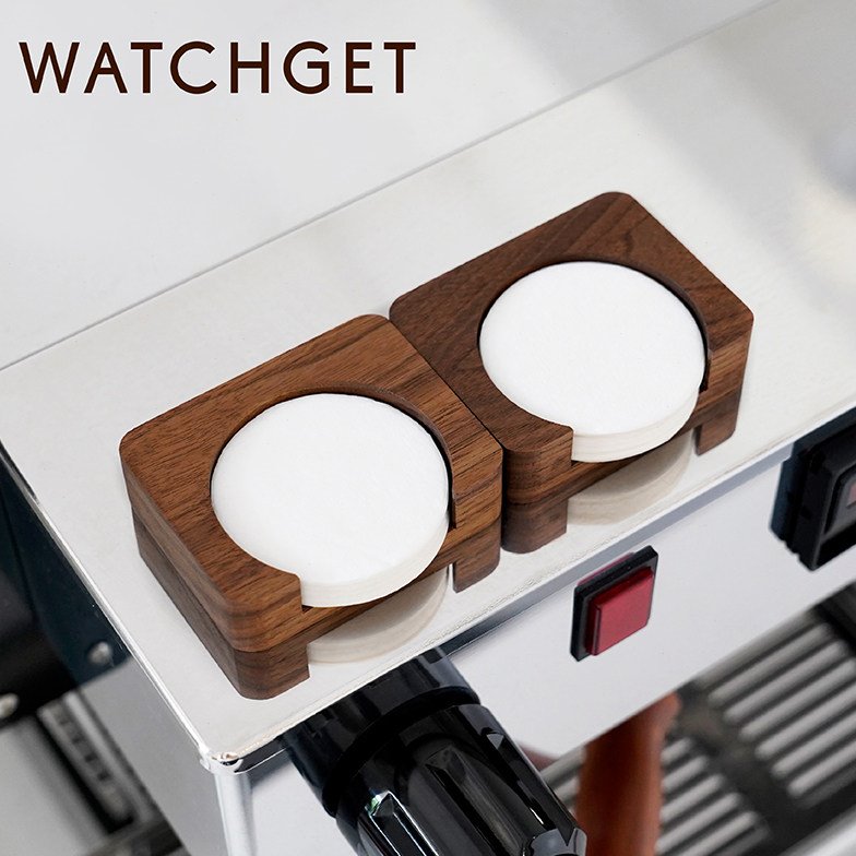 WATCHGET 圆形咖啡滤纸收纳木座 黑胡桃木 体积小巧简约木质底座图片