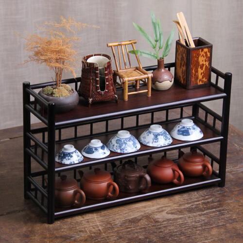 禅意茶杯架置物架架子展示架摆件博古架茶具茶壶收纳架竹木多宝阁