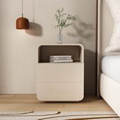 奶油风床头柜网红简约现代卧室小户型侘寂风床边柜收纳柜简易烤漆