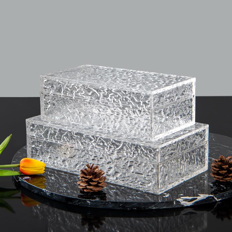 现代简约轻奢透明首饰盒收纳摆件样板房客厅茶几办公桌软装饰品