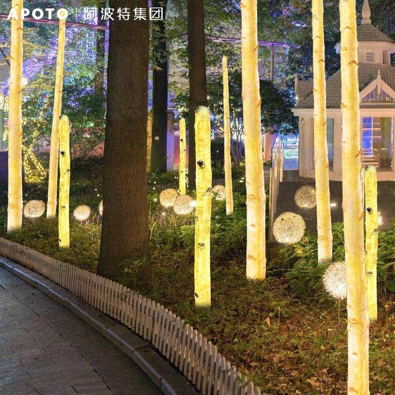 户外发光仿真白桦树灯网红创意景区公园露营地造景树装饰灯透光灯