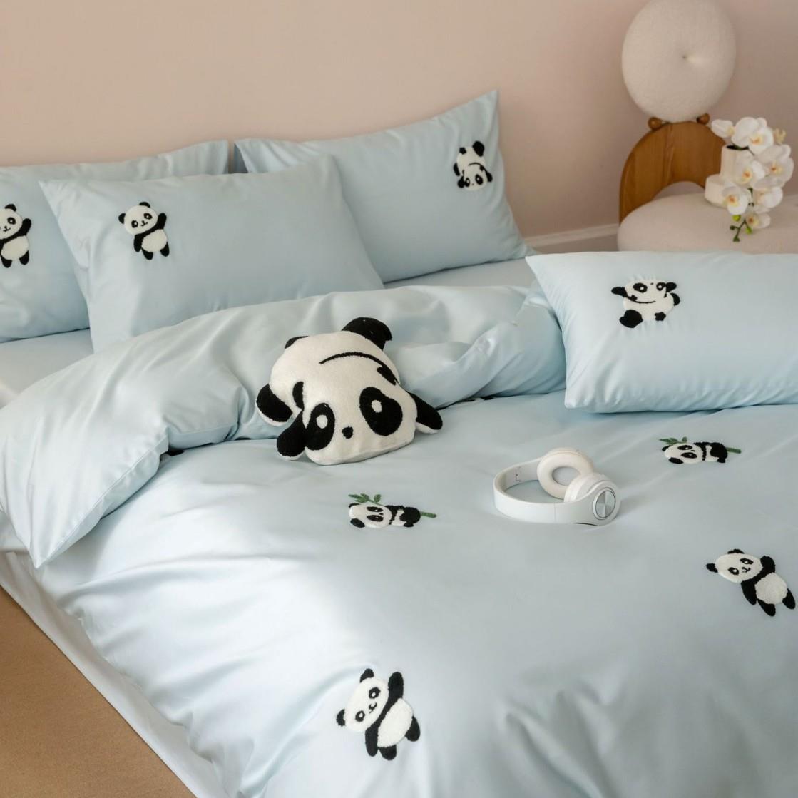 高端A类100S长绒棉床上四件套纯棉刺绣被套全棉床单可爱卡通床品