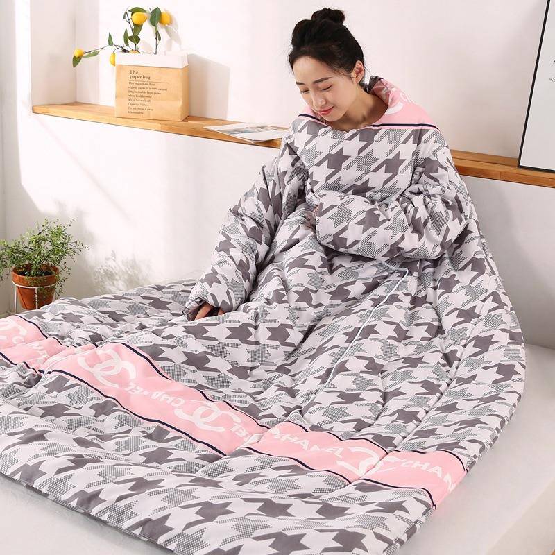 CBS@懒人抱枕被子可穿带袖子保暖护肩御寒冬袖被子儿童防踢盖被