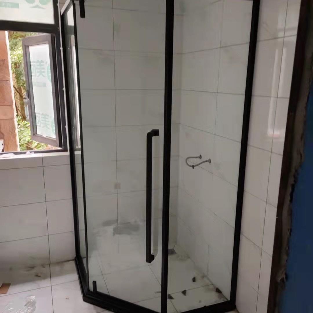 极窄T字型隔断玻璃门推拉移门淋浴房沐浴卫生间一门两用干湿分离