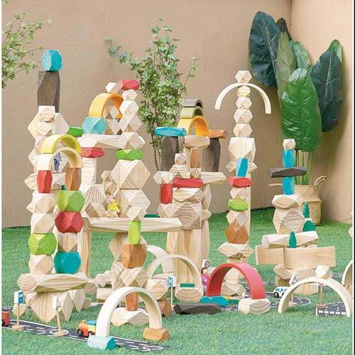 幼儿园超大型实木实心积木大块原木质建构拼装搭建木头制儿童玩具