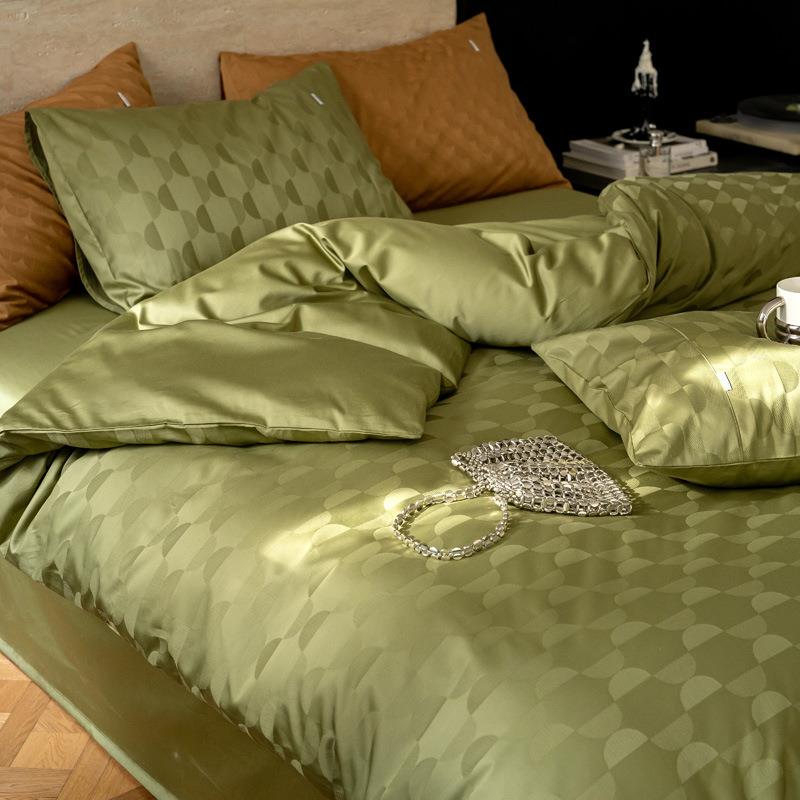 北欧轻奢风100支全棉长绒棉提花四件套高档纯棉双人被套床单床笠