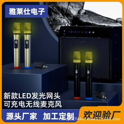 新款LED灯网头无线麦克风话筒一拖二调音台手拉箱户外直播