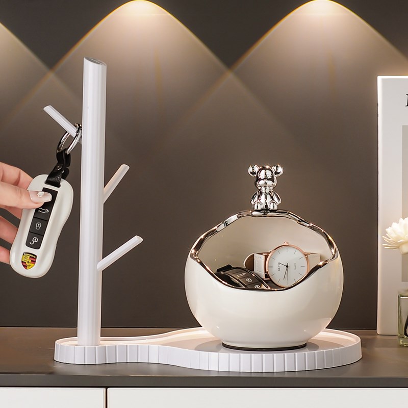 入户门口玄关放钥匙收纳摆件高档置物架家居鞋柜儿童房装饰品