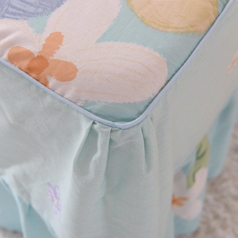 纯棉床裙单件 花边防滑床罩花卉简约风单人1.8m双人全棉加厚床套