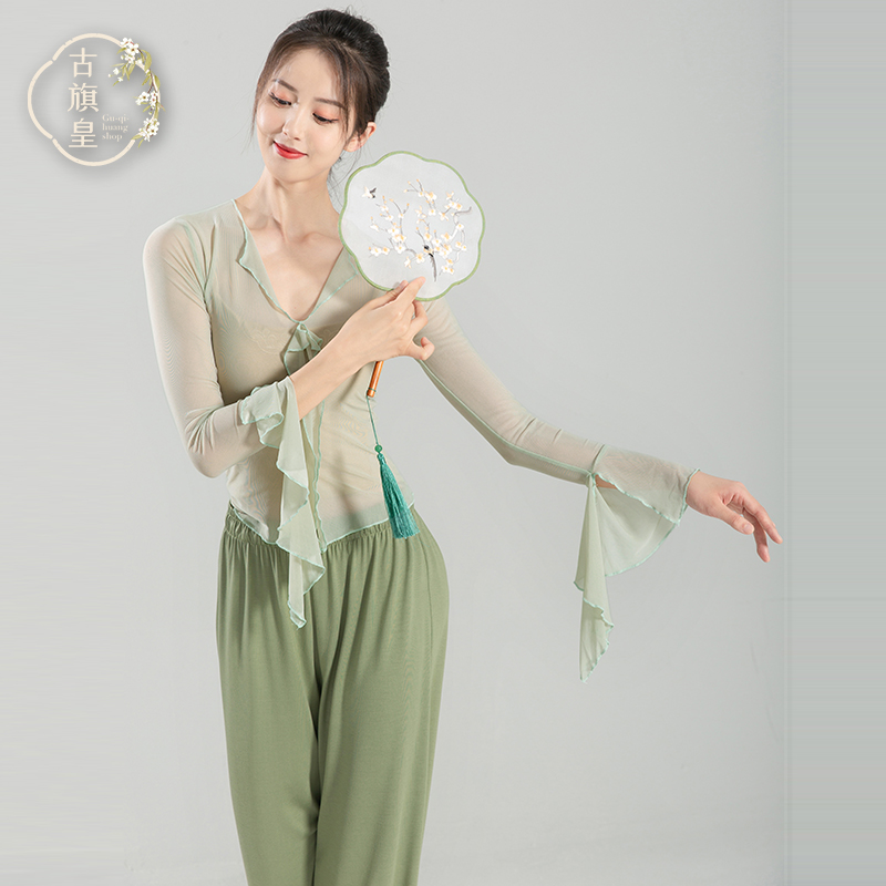 古旗皇古典舞蹈服装身韵纱衣网纱夏飘逸练功服舞民族艺考上衣
