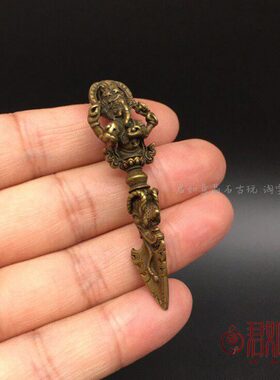 泥泊尔铜密宗象财神金刚杵把件 杵金刚厥挂件