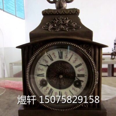 钟表古典机械纯铜手提座钟欧式发条上弦报时台钟壁炉条案法国立钟