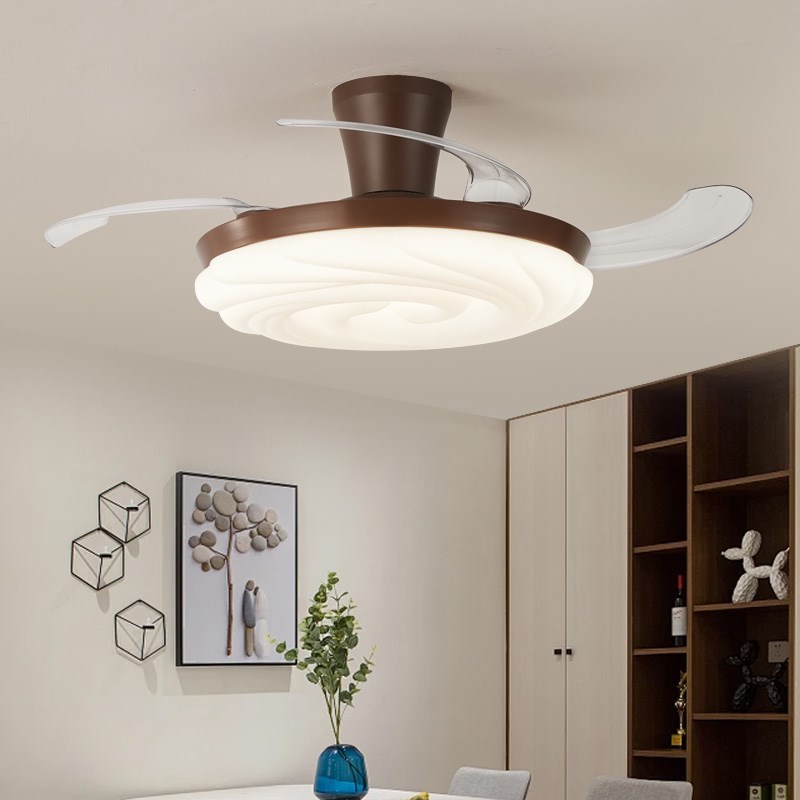 卧室隐形风扇灯中古风吸顶灯x复古新中式静音超薄大风力餐厅吊扇