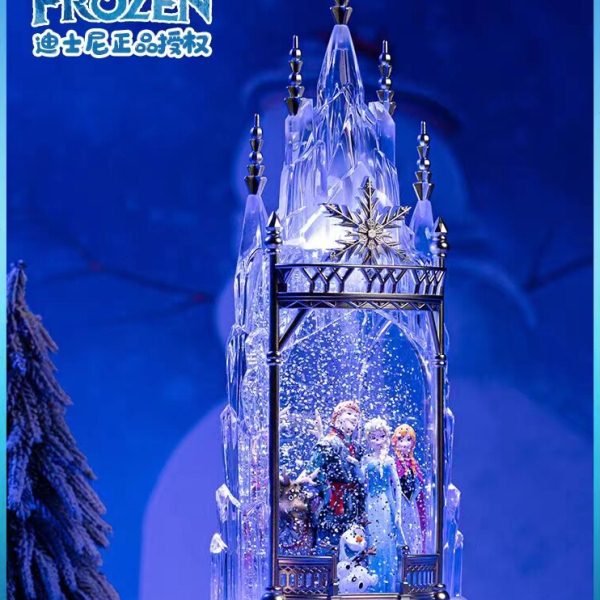迪士尼正版冰雪奇缘旋转艾莎公主八音盒Elsa梦幻水晶城堡生日礼物