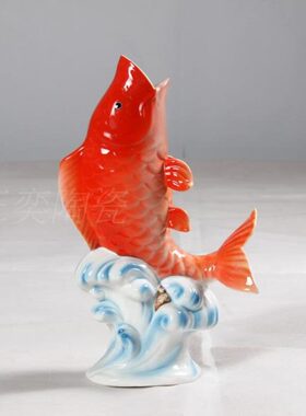 鲤鱼花瓶珐琅瓷送礼花瓶摆件简约现代陶瓷实用家居工艺装饰品包邮