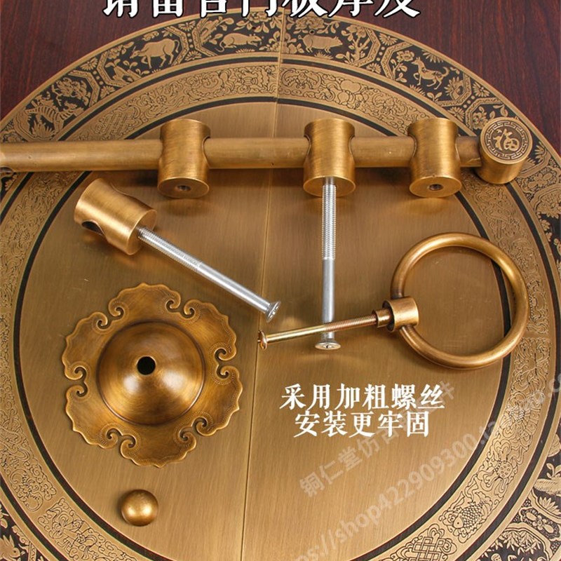 中式仿古纯铜大门m圆形拉手铜把手古典户外门别墅门环复古木门门