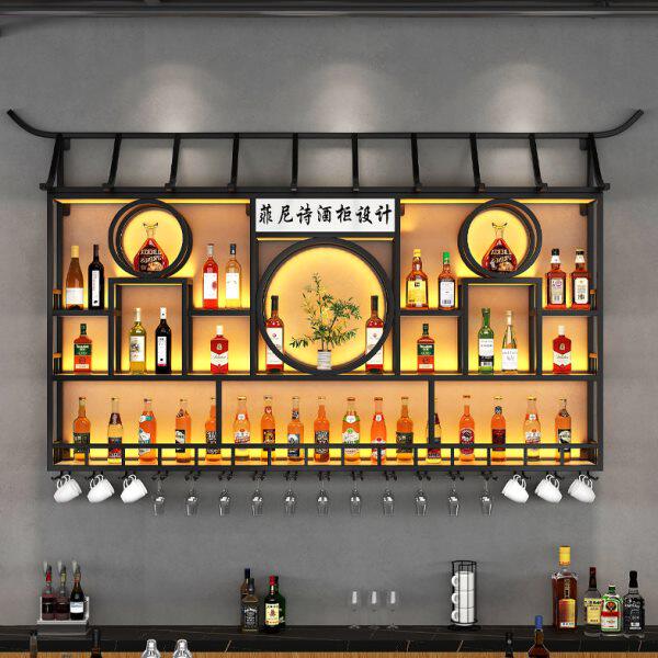 创意餐厅复古风置物架发光展示架啤酒柜酒吧吧台酒柜壁挂清吧酒架