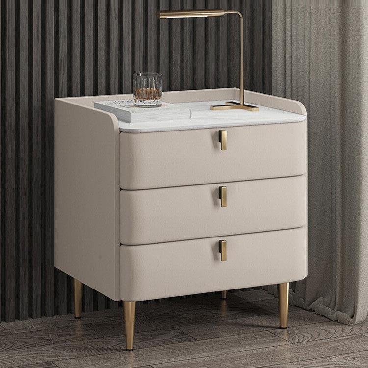 岩板床头柜三抽实木现代简约轻奢卧室大尺寸简易床边收纳储物