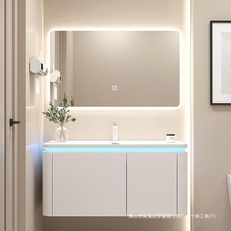 浴室柜组合洗脸池一体洗手卫生间洗漱台小户型厕所可丽耐奶油色盆