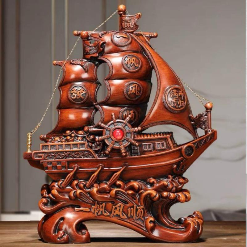 招财一帆风顺帆船摆件龙船工艺品办公室客厅装饰品公司开业乔迁礼