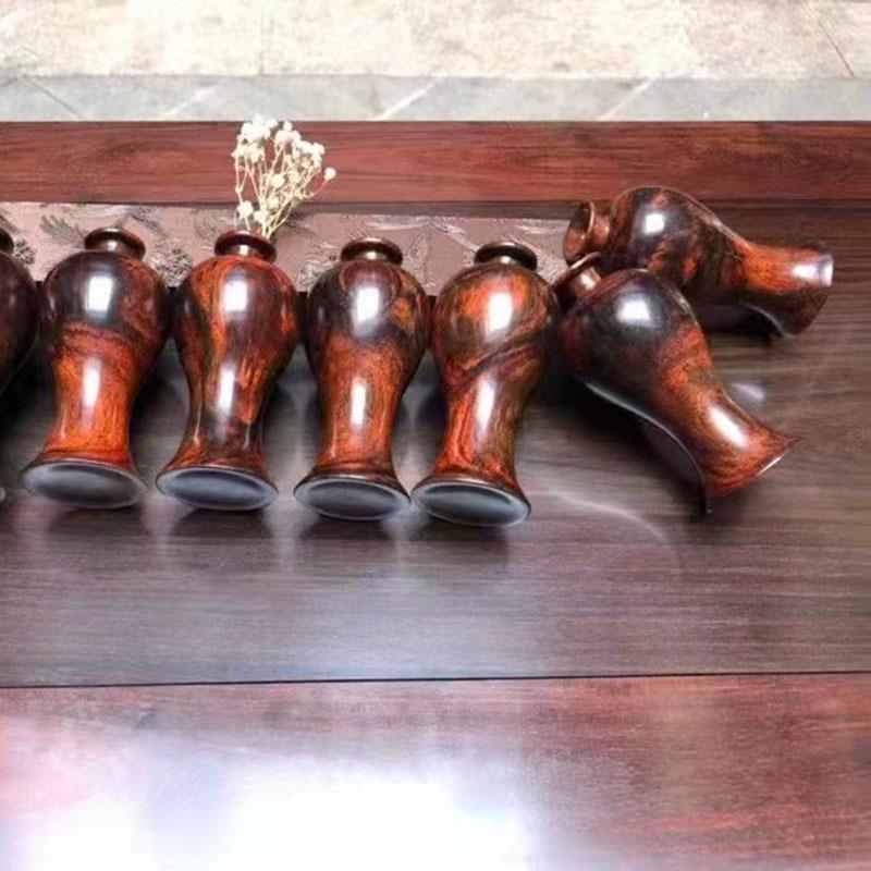 大红酸枝花瓶客厅摆件交趾黄檀木雕花插工艺品原木质花器案摆