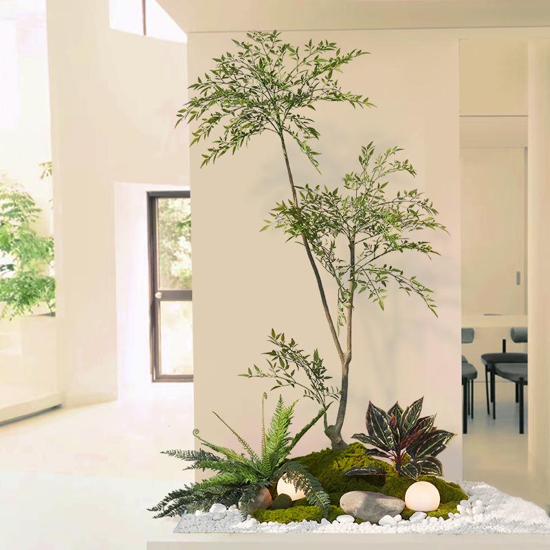 仿真绿植室内假植物造景组合微景观诧寂风玄关楼梯角落软装摆件