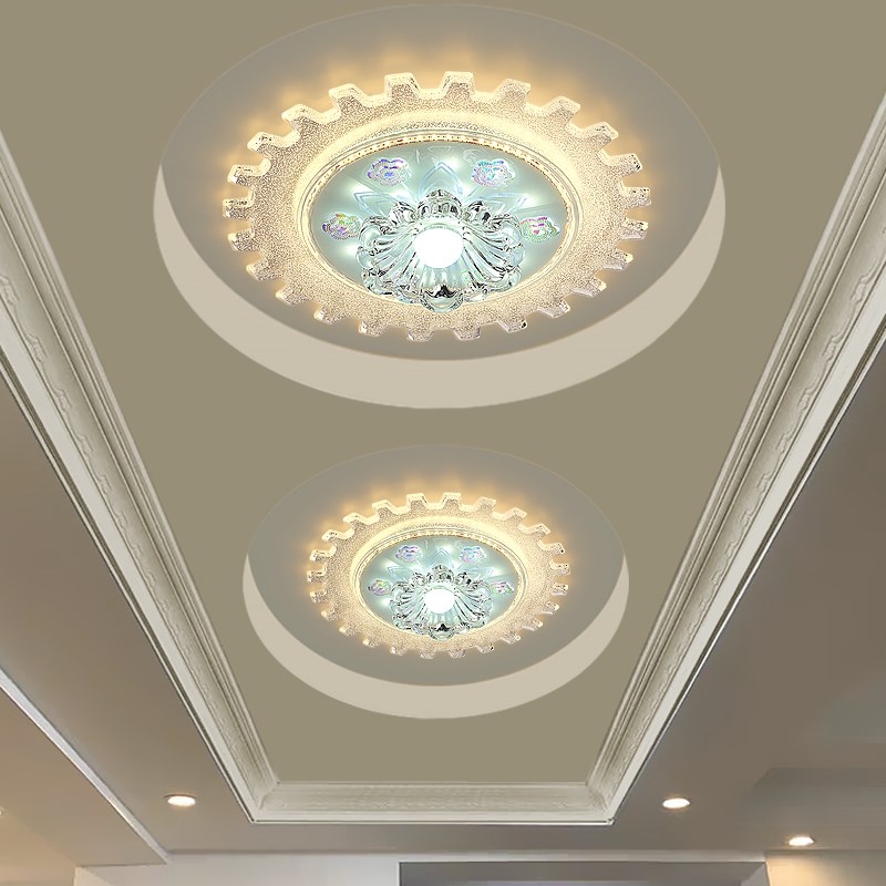 现代简约水晶过道走廊灯入户玄关灯led创意筒射灯暗装明装吸顶灯