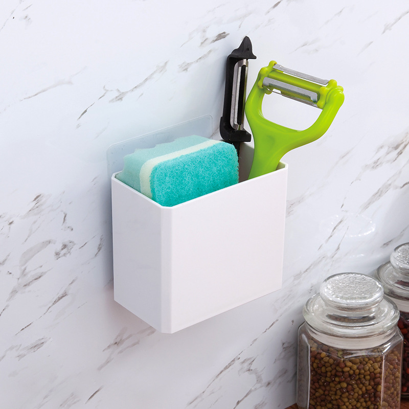 日式白色收纳盒墙上小框框手机电视空调遥控器架浴室牙刷架塑料筐