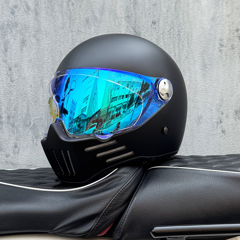 ORZ复古摩托车头盔男女巡航全盔重机车幽灵骷髅骑士蓝牙槽3C认证