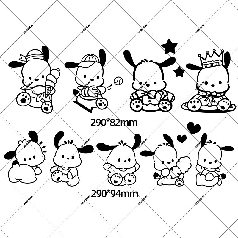 帕恰狗卡通车贴线条小狗电动摩托车可爱小狗防水个性贴纸装饰贴