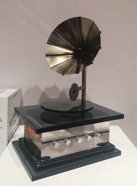 现代轻奢水晶播放机双头复古留声机摆件样板间创意CD唱片机装饰品