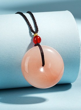 厂家现货粉色桃花酿扣吊坠z俏色新疆金丝玉加厚玉石挂件