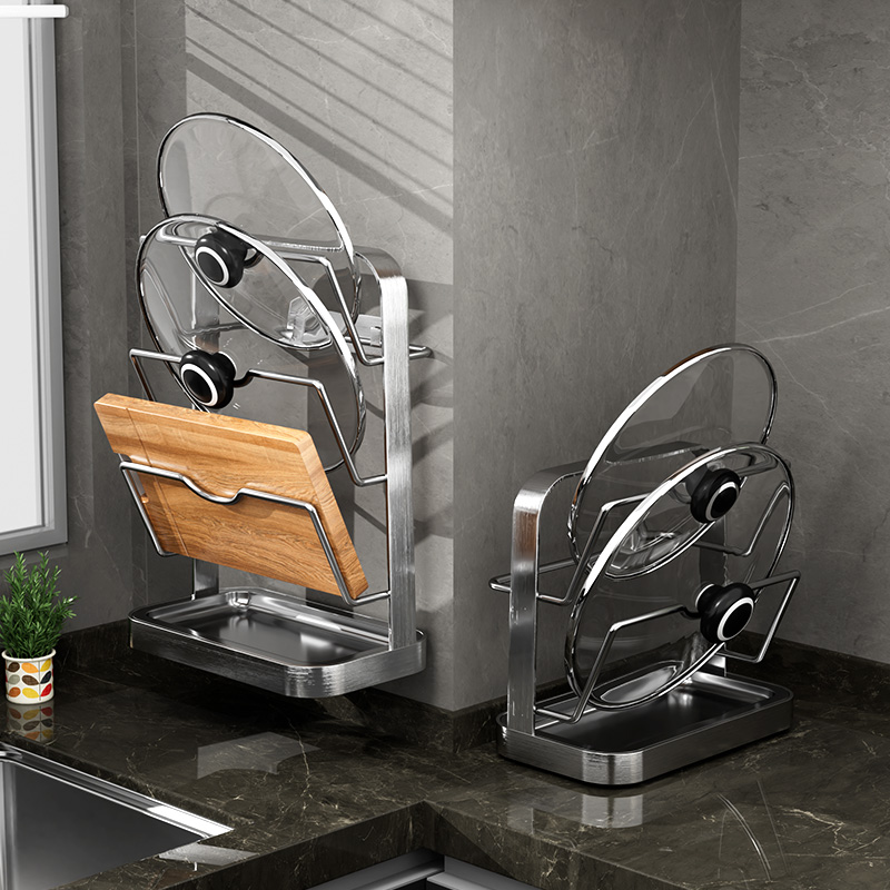 锅盖架壁挂式304不锈r钢厨房置物架家用收纳架菜板架多层砧板架子