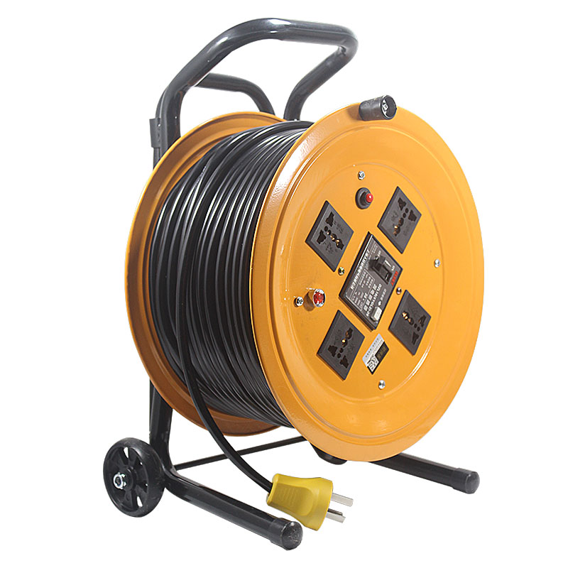 工业移动电缆盘空盘电线线盘托带线插座托转盘线R轴卷线盘轮50米