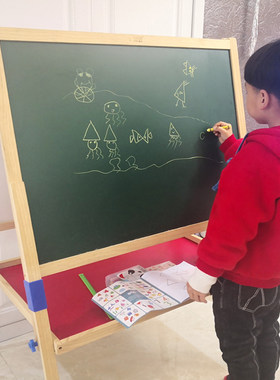 大号儿童书写板双面磁性可升降画板支架式黑板白板小孩家用教学板