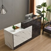 新款 转角L型收银台吧台前台接待台店铺小型商业U酒柜一体仿大理石